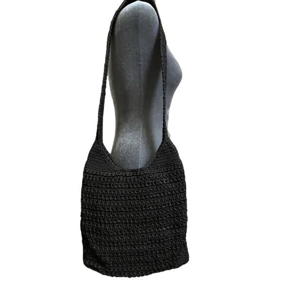 Granny Square Purse. Neutral Color with Black, Snap Closure - Picture 2 of 4